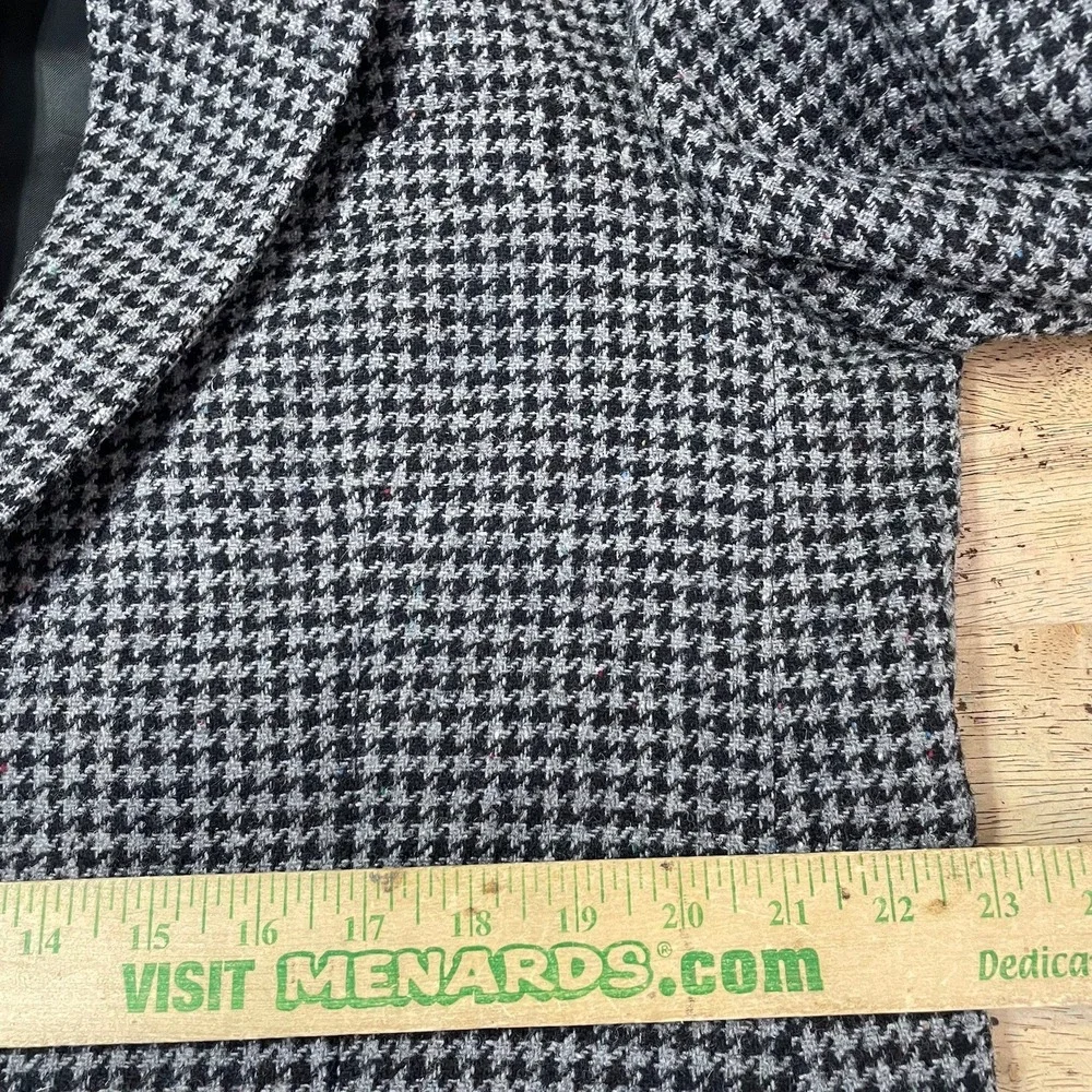 Vintage Chaps Ralph Lauren Gray Houndstooth Wool Blazer Sport Coat Mens 44T Tall